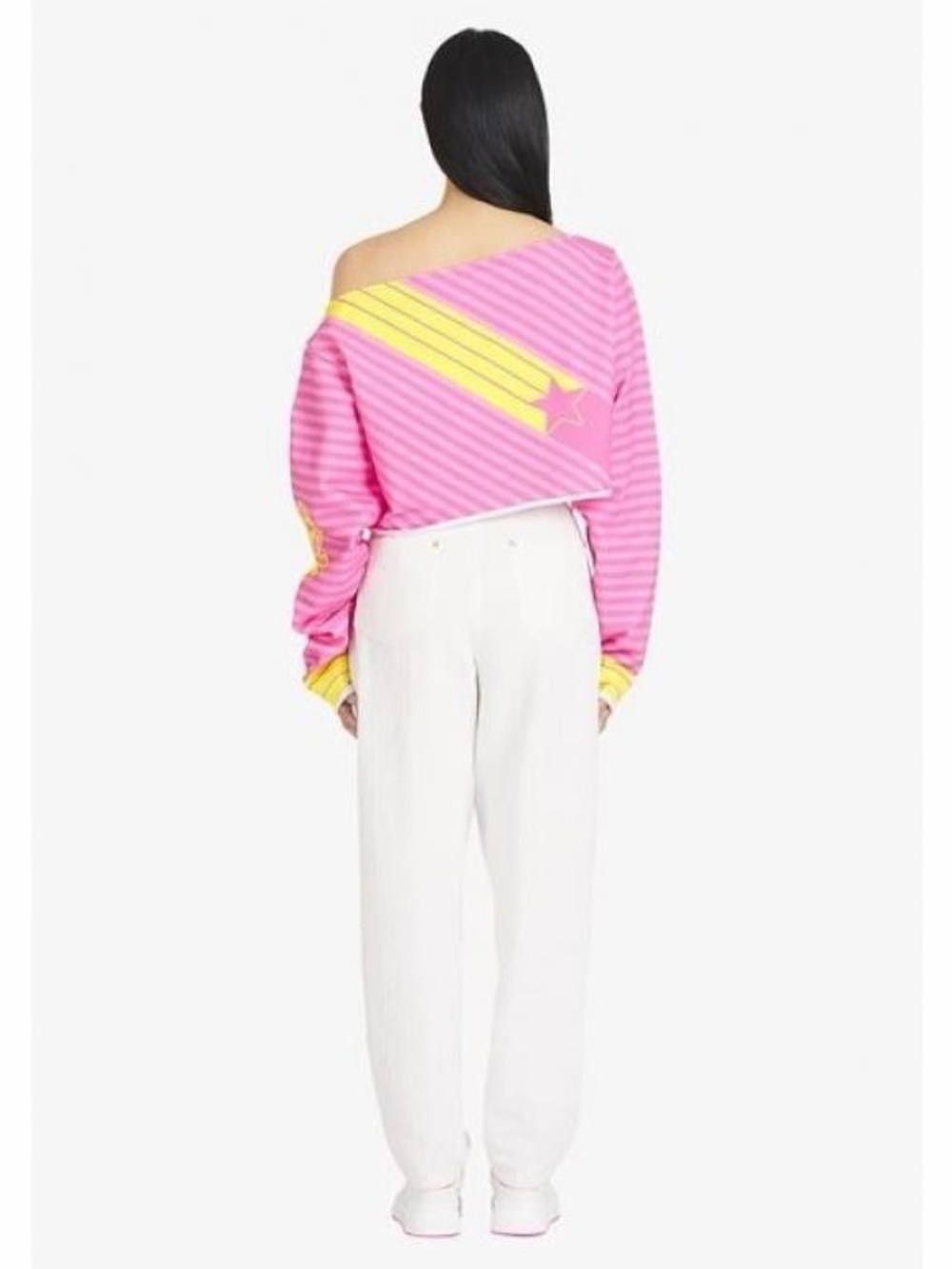 Balmain x Barbie Pink Cotton Off-The Shoulder Crop Top - Picture 8 of 9